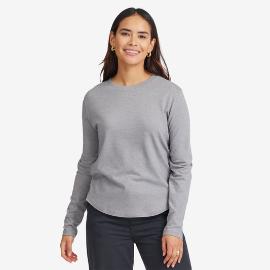 Women's Anytime Long Sleeve Tee, Medium Grey